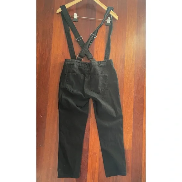 Paige Phillipa Suspender Jeans Anthropologie Black Boyfriend 24 Overalls Denim - Picture 4 of 9